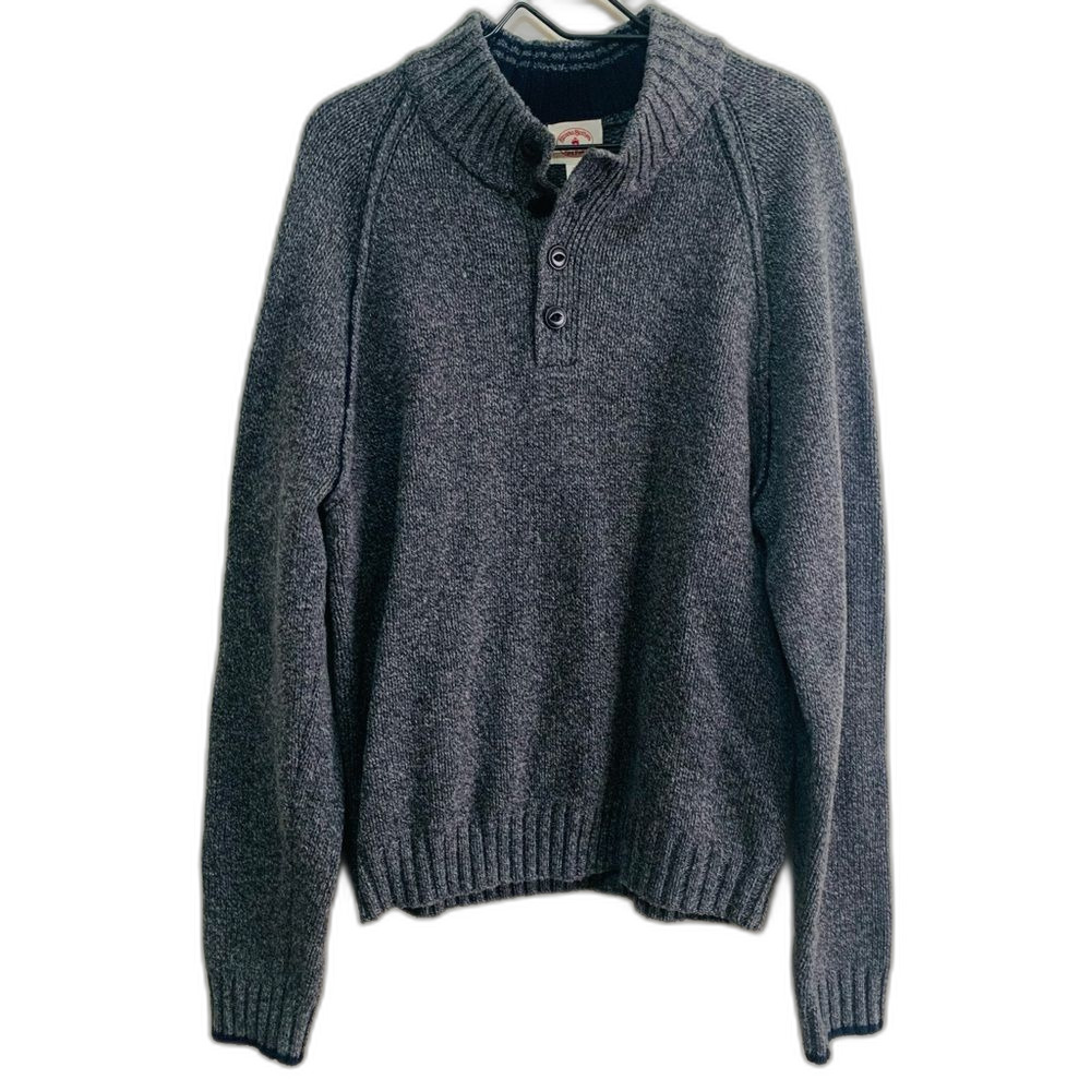 Brooks Brothers Red Fleece Charcoal Wool Henley Mock Neck Sweater size xxl
